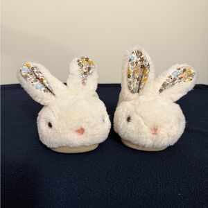 Fluffy Bunny Kids Slippers - White